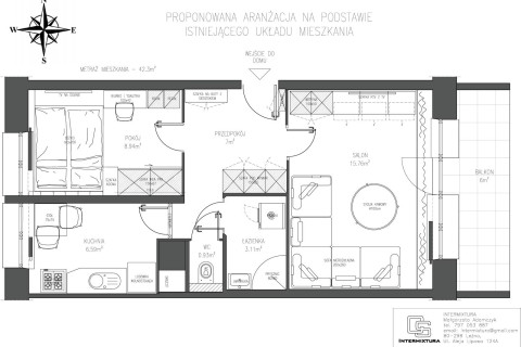 Mieszkanie Gdańsk Żabianka 2-pokojowe 42,3m2