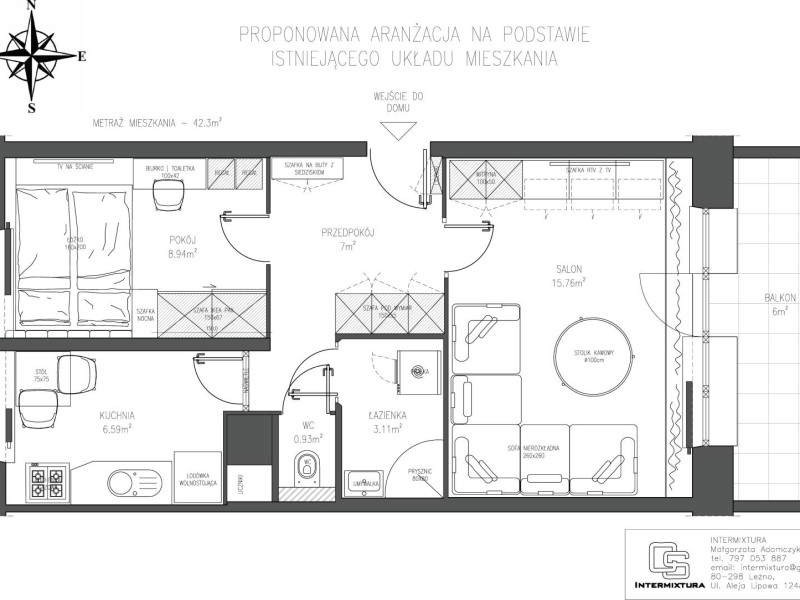 Mieszkanie Gdańsk Żabianka 2-pokojowe 42,3m2