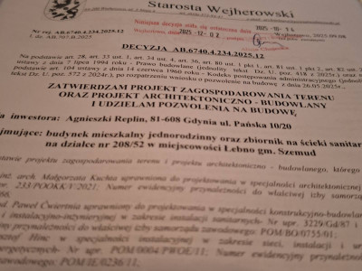 Sprzedam działkę  z projektem i pozwoleniem na budowe